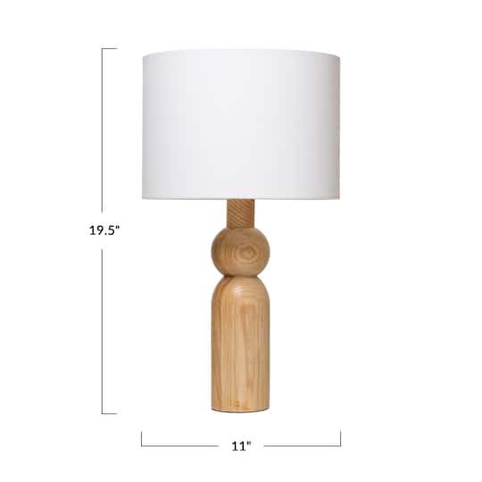 20 Natural Wood Table Lamp With Linen, White And Natural Wood Table Lamps